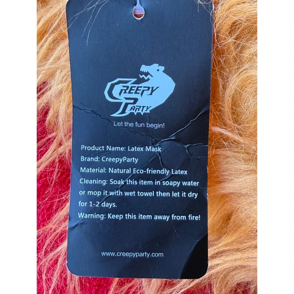CreepyParty Lion Latex Mask Adult One Size Tan New Realistic Faux Fur Mane